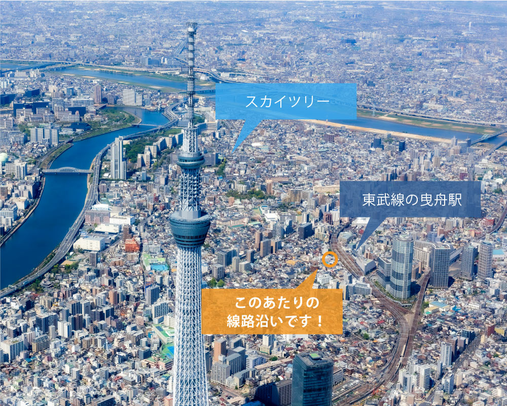 店舗周辺の空撮写真