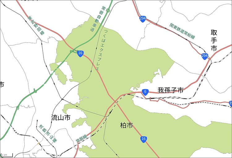 柏市の地図